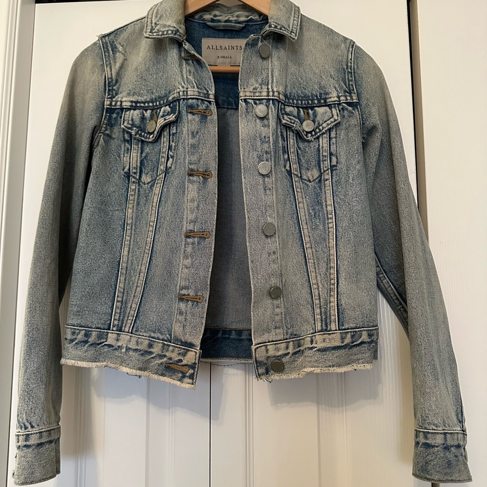 All Saints Blue Cropped Jean Jacket